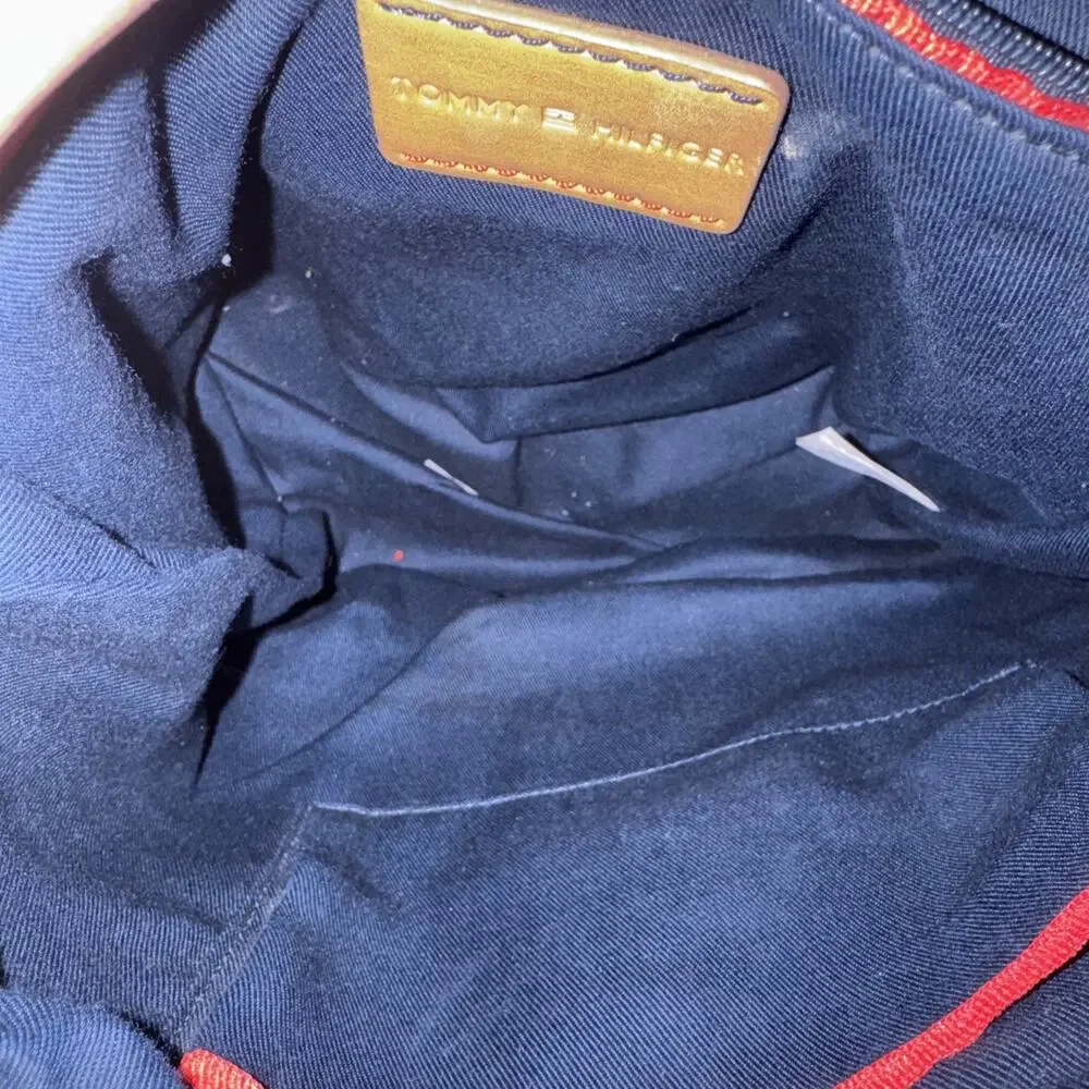 Tommy Hilfiger Leather Black Backpack Gold Hardware Classic Inner Pockets Tassle